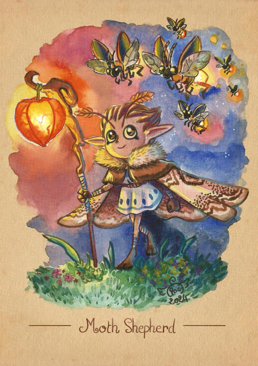 One illustration from a series with tiny characters inspired by the forest.