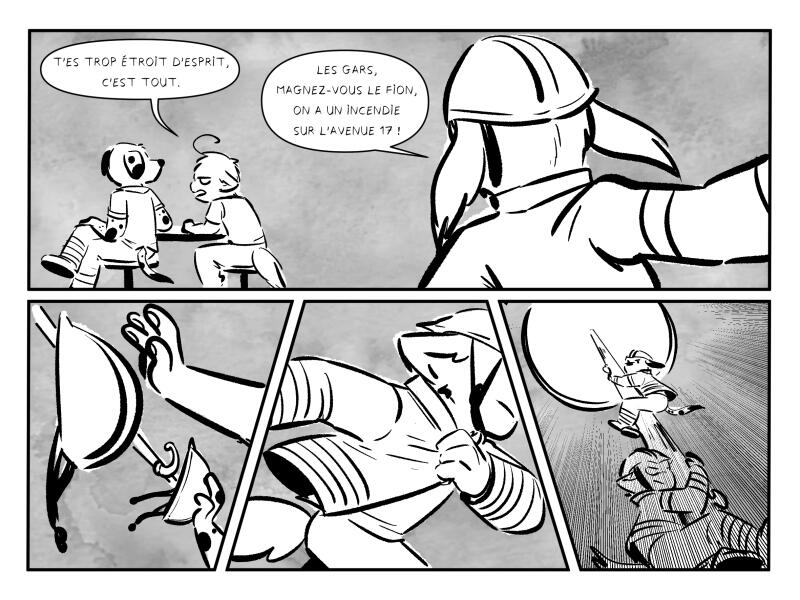 Panel of a short comic for french challenge 25hBD.