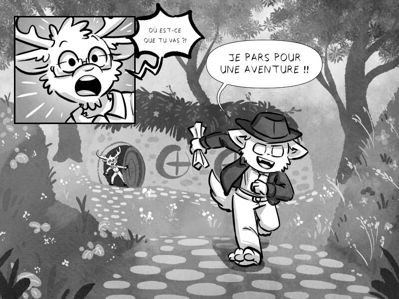 Panel of a short comic for french challenge 23hBD.